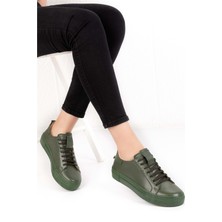 Gondol Hakiki Deri Anatomik Taban Spor Ayakkabı ALS.352 - Haki - 37