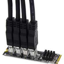 Keepro M.2 Mkey Pcı E To 4port USB 3.0 1x Riser Çoklayıcı Kart