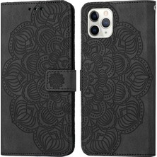 Iphone 11 Pro Max Black Için Mandala Deri Kılıf