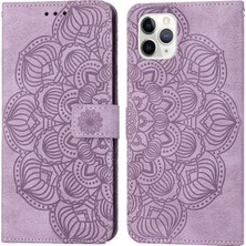 Iphone 11 Pro Max Purple Için Mandala Deri Kılıf