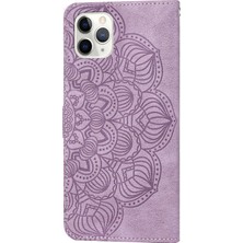 Iphone 11 Pro Max Purple Için Mandala Deri Kılıf