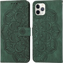 Iphone 11 Pro Max Green Için Mandala Deri Kılıf