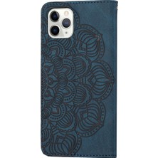 Iphone 11 Pro Max Blue Için Mandala Deri Kılıf