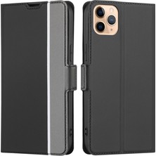 Iphone 11 Pro Max Black Için Twill Doku Deri Kılıf