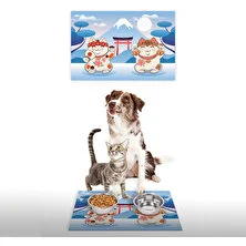 Vagonik Water Food Kedi Köpek Maneki Neko Desenli Dijital Baskılı 35X50CM Dekoratif Çok Amaçlı Iç ve Dış Kapı Paspası Mama Paspası