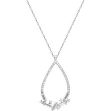 Glorria Gümüş Baget Taşlı Damla Kolye