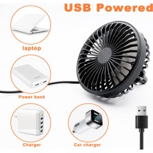 Chronus Gece Lambalı Araba Fanı USB Araç Hava Sirkülasyonu Için 360 ° Dönebilen Klipsli 3 Rüzgar Hızı Klima Soğutma Fanı (Yurt Dışından)