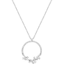 Glorria Gümüş Yuvarlak Baget Taşlı Kolye