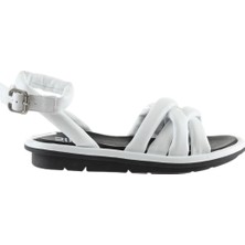 Bueno Shoes Beyaz Deri Kadın Düz Sandalet