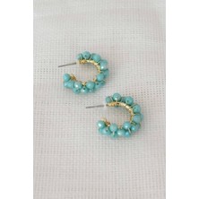 Clariss Buz Mavisi Renk Kristal Örme Boncuk Kadın Küpe