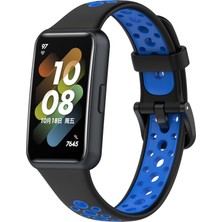 PLZ Shop Huawei Bandı 7/7 Nfc Siyah + Mavi İçin Nefes Alabaş Silikon Saat Bandı (Yurt Dışından)