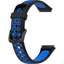 PLZ Shop Huawei Bandı 7/7 Nfc Siyah + Mavi İçin Nefes Alabaş Silikon Saat Bandı (Yurt Dışından)