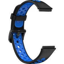 PLZ Shop Huawei Bandı 7/7 Nfc Siyah + Mavi İçin Nefes Alabaş Silikon Saat Bandı (Yurt Dışından)