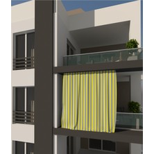 Perhal Sarı Gri Çizgili 150X200 cm Balkon Perdesi, Balkon Çadır Brandası, Balkon Güneşlik