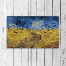 Vagonik Van Gogh Tarlada Kargalar Dijital Baskılı 50X70CM Dekoratif Çok Amaçlı Iç ve Dış Kapı Paspası