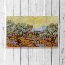 Vagonik Van Gogh Zeytin Ağaçları Dijital Baskılı 50X70CM Dekoratif Çok Amaçlı Iç ve Dış Kapı Paspası