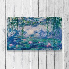 Vagonik Monet Nilüferler Dijital Baskılı 50X70CM Dekoratif Çok Amaçlı Iç ve Dış Kapı Paspası