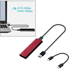 Yesper M.2 Nvme USB 3.1 Muhafaza Adaptörü Çift Sinyal 2230 Nvme SSD 2TB Kırmızı (Yurt Dışından)