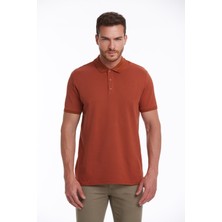 Hatemoğlu Erkek Kiremit Regular Fit %100 Pamuk Polo Yaka Tişört