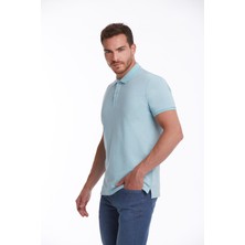 Hatemoğlu Erkek Mavi Regular Fit %100 Pamuk Polo Yaka Tişört