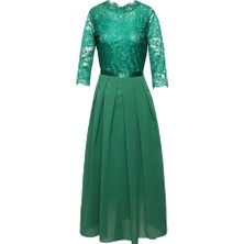 Janae Kadın Uzun Dantelli Elbise - Yeşil (Yurt Dışından)