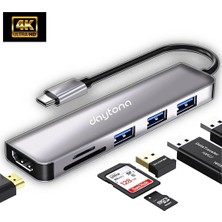 Daytona HC-13 Type-C To 3*usb 3.0 4K Ultra Hd HDMI Sd Tf Kart Girişli 6ın1 Çevirici Hub Adaptör