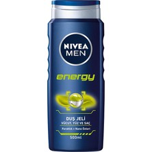 Nıvea Men Energy Duş Jeli,vücut,yüz ve Saç Şampuanı 3X500ML+ Banyo Lifi