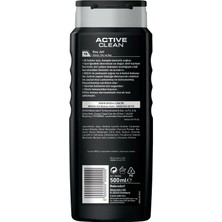 Nıvea Men Active Clean Duş Jeli,vücut,yüz ve Saç Şampuanı 3X500ML + Banyo Lifi