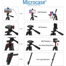 Microcase 3120A 3 Ayak Kamera Tripodu 102 Cm+Döner Başlık Telefon Tutucu+Bluetooth Kumanda - AL2917