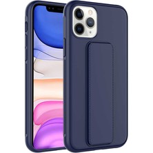 noktaks - Apple iPhone 11 Pro - Kılıf Mat Koruyucu El Tutacaklı Stand Olabilen Qstand Kapak - Lacivert