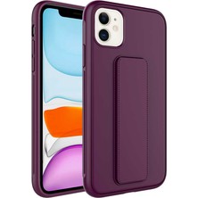 Kap Aksesuar Apple iPhone 11 Kılıf Mat Renkli Standlı Tutacaklı Kapak