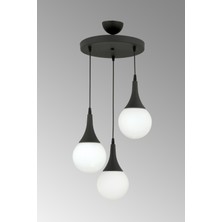Esslight Mila 3'lü Modern Beyaz Glop Camlı Sarkıt Avize