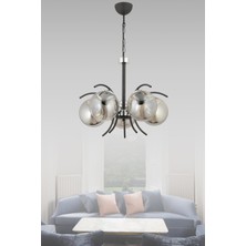 ESSLİGHT YAZGI 5 Lİ SARKIT AVİZE (FÜME GLOB CAMLI) MODERN DEKORATİ AYDINLATMA