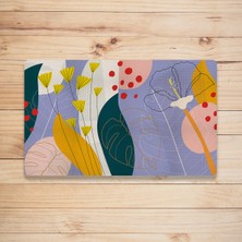 Vagonik Minimal Çiçek Desenli Dijital Baskılı 50X70CM Dekoratif Çok Amaçlı Iç ve Dış Kapı Paspası