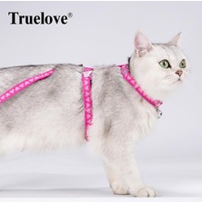 True Love Duraflex Tokalı, Dayanıklı Pembe Kedi Göğüs Tasması ve Kayışı