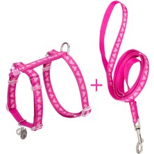 True Love Duraflex Tokalı, Dayanıklı Pembe Kedi Göğüs Tasması ve Kayışı
