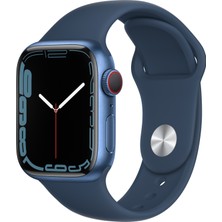 Apple Watch Series 7 Gps + Cellular, 41MM Mavi Alüminyum Kasa ve Mavi Spor Kordon - MKHU3TU/A