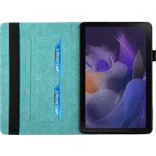 Kaneed Samsung Galaxy Tab A8 10.5 2021 X200/X205 Göl Mavisi Için Eşkenar Deri Fe Deri Kılıf (Yurt Dışından)