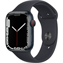 Apple Watch Series 7 Gps + Cellular, 45MM Siyah Alüminyum Kasa ve Siyah Spor Kordon - MKJP3TU/A