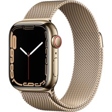 Apple Watch Series 7 Gps + Cellular, 41MM Altın Rengi Paslanmaz Çelik Kasa ve Altın Milano Loop MKJ03TU/A