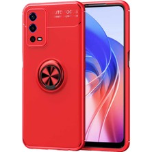 Case 4u Oppo A55 4g Kılıf Autofocus Shockprof Ravel Yüzüklü Standlı Slikon Kapak Kırmızı