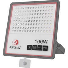 Dünya Led HS.745/1 100W Sensörlü Slım LED Projektör Lamba 6500K Beyaz Işık Su Geçirmez Alüminyum Kasa IP66