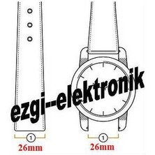 Ezgi Elektronik Bizon Deri Saat Kayışı 26MM Siyah Desensiz Beyaz Dikişli Kordonu