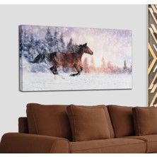 Dünyatablo Karda Koşan At Dekoratif Kanvas Tablo 1133