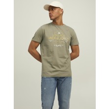 Jack & Jones Erkek Bisiklet Yaka Yazılı Tişört 12214520