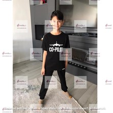 Modavals Pilot/co-Pilot Baba Çocuk T-Shirt Aile Kombin - Siyah
