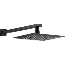 Fause Ankastre Duş Başlığı Borulu Kare Slim Metal 30X30 cm Siyah