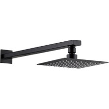 Fause Ankastre Duş Başlığı Borulu Kare Slim Metal 20X20 cm Siyah