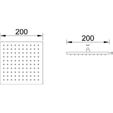 Fause Tepe Duş Başlığı Kare Slim 304 Metal 20X20 cm KTD101