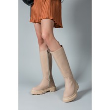 Riccon Kadın Çizme Ortapedik İç Tabanlı Su Geçirmez Kışlık 0012360 Bej Renk